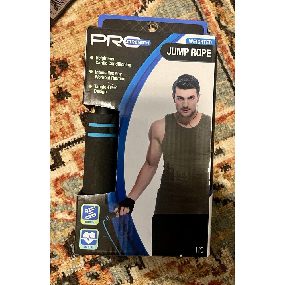 Pro Strength Weighted Jump Rope Black Textured Handles Adjustable Cord Brand New